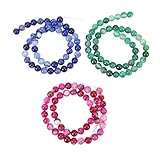 Yomiyuyr Buntes Achat Edelstein Round -Abstandshalterperlen, 8mm Naturals Steinperlen mit 3 Strängen für Schmuckherstellung