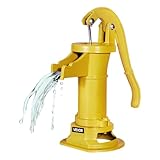 VEVOR Schwengelpumpe Antik Vintage, 7,6 m Förderhöhe, Nostalgiepumpe aus Gusseisen, Brunnenpumpe, Handpumpe, NPT 1-1/4 Zoll Anschluss, Gartenpumpe, für Garten, Teich, Hof, Bauernhof, Gelb