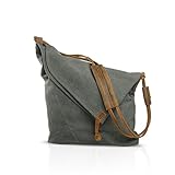 FANDARE Retro Umhängetasche für Männer/Frauen, 33 cm (13 Zoll), Laptop, Business, Crossbody Bag, Outdoor, Reisen, Camping, große Kapazität, Messengertasche, atmungsaktiv, Segeltuch, Grau, L,