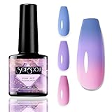 Temperatur Farbwechsel UV Gel Nagellack Rosa Lila Blau – 7.3ml Thermo Gel Nagellack, Sunlight Sensitive Nagellack UV LED Soak Off, Langhaltender Glanz, für Gelnägel Mehrfarbig Nail Art (Pastellblau)