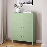 skølm Metallkommode Atriona, Wohnzimmerschrank mit 3 Fächern mintgrün, Sideboard, Mehrzweckschrank Stahl 3x2, 113x80x38 cm