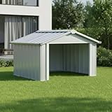 Rasenmäher Garage Grau 92x97x63 cm Verzinkter Stahl, Gartenhaus Metall Für Automatische Mäher, Mähroboter Garage Mit Schutz Vor Witterungseinflüssen