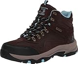 Skechers Damen Trego Base Camp Walking-Schuh, Chocolate Suede Textile Light Blue Trim, 41 EU