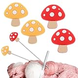 JJUNW 4 Stück Silikon-Stricknadelstopper, Pilz-Stricknadelstopper, Bunte Stricknadeln Kappen Kleine Strickspitzenschutz Strickwerkzeuge für Stricken Nähen Quilten Häkeln DIY (Rot+Gelb)