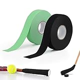 SWAWIS 2 Rollen Schlägertape Eishockey, Eishockey Hockeyschläger Tape Schwarz & Grün, 2.5cmx25m Griffband, Hockeyschlägerband für Hockey Badmintongriff Golf Pole