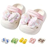 DRECAGE Kinder Clogs Mädchen Jungen Pantoffeln Gartenschuhe Leichte Gartenclogs Badeschuhe Unisex Hausschuhe Sommer Sandalen Schmetterling 22 EU