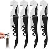 SINZONeu® Kellnermesser Edelstahl - 3-in-1 Weinöffner mit Korkenzieher & Flaschenöffner | Profi-Set 4 Stück