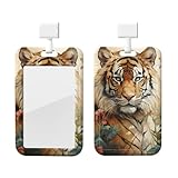 Schiebe-Ausweishalter, Kunststoff, vertikaler Ausweishalter, Aquarell-Tiger-Muster, Kartenetui, Ausweishülle mit transparentem Fenster, Ausweis, Kreditkarte, für Büro, Arbeit, Krankenschwester