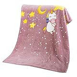 Bestlivings Baby Kuschdeldecke 75x100 cm - vers. Motive - Flauschdecke Fleece Decke - weiche Wohn-Decke zum kuscheln - Einhorn (Rosa)