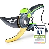 halmland® Premium Gartenschere mit scharfer SK5 Stahlklinge | Astschere, Pflanzenschere | schneidet Äste bis 20mm Durchmesser | Teflon-Antihaftbeschichtung | für große & kleine Hände | Grün