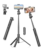 Gahenwo 155cm Selfie Stick Stativ, Einbeinstativ Tripod für Action-Kamera, All-in-1 Handy Halterung Stativ mit Fernbedienung,Tragbarer Reisen Telefonstativ-Ständer kompatibel mit iPhone/Android