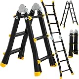 TLGREEN Alu Teleskopleiter 3x2 Stufen, 2.86M Ausziehbare Leiter, Aluminium Multifunktionsleiter, Schiebeleiter, Mehrzweckleiter, Gelenkleiter, Klappleiter, Treppenleiter, Anlegeleiter bis 150 kg