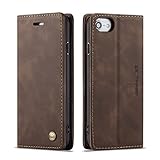 QLTYPRI Hülle für iPhone 6 6S, Vintage Dünne Handyhülle mit Kartenfach Geld Slot Ständer PU Ledertasche TPU Bumper Flip Schutzhülle Kompatibel mit iPhone 6 6S - Kaffee Braun