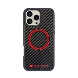 iMOBO Design für iPhone 16/16 Pro/16 Pro Max, Audi Sport, offizielles Lizenzprodukt, RSQ D5 Geunie Kohlefaser-Rückschale (kompatibel mit MagSafe) (16 Pro Max 6,9 Zoll), Schwarz