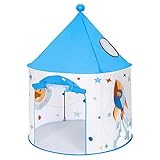 SONGMICS Spielzelt für Kleinkinder, Pop-up Indianerzelt, Tipi, tragbar, mit Tragetasche, für innen und außen, Geschenk für Kinder, Sternen-Motiv, weiß-blau LPT03WB