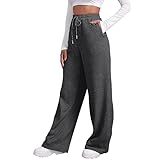 Generisch Jogginghose Damen Weite Bein Traininghose Lang Lockere Hose Sporthosen mit Taschen Damen Laufhosen Yogahose High Waist Baggy Freizeithosen Kordelzug Sweathose Leichter Jogger Hose