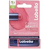 Labello Caring Beauty Lip & Cheek Nude Pink 4.8g Lippen- und Wangenstift mit einer rosafarbenen Note, getönter Lippenbalsam und Blush Stick 2in1, feuchtigkeitsspendender Lip Balm mit LSF 30 Schutz