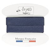 Les Petits Rubans Schrägband aus 100% Baumwolle – 20 mm breit, 5 Meter lang – Einfassung zum Nähen, Polstern, Kleidung, Decken – Marineblau
