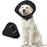 Halskrause Hund Weich Nach OP, Verstellbarer Anti Leckschutz Hund, Atmungsaktiver Hundekragen, Leicht Halskrausen für Hunde, Schutzkragen für Große Hunde (Schwarz,XL)