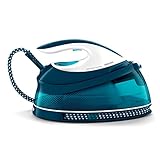 Philips PerfectCare Compact Dampfbügelstation – 6,5 Bar Pumpendruck, Dampfstoß bis zu 400 g, 1,5 l Wassertank, OptimalTEMP-Technologie, SteamGlide-Sohle, Kompakt, Schnelleres Bügeln (GC7844/20)