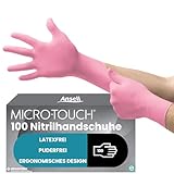 Ansell Micro-Touch Nitrafree Latexfreie Einweghandschuhe, Nitrilhandschuhe Puderfrei, Einmalhandschuhe Rosa, Untersuchungshandschuhe, Op Handschuhe S (100 Stück)