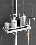 GOOPOOL Duschablage-Aufbewahrungsregal Duschstange ohne Bohren Aufhängen Dusche Regale Zubehör Halterungen Passend für [20mm-25mm] Schiene Kunststoff 1 Stück Weiß