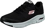 Skechers Herren Arch Fit Sneaker, Black Textile Synthetic Red Trim, 43 EU