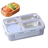Lunch Box - Bentto Box aus Edelstahl | Meal Prep Box mit 4 Fächern | Brotdose Brotdose Lunchbox Lebensmittelbehälter für Mikrowelle und Spülmaschine