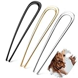 Mbsomnus 3 Stück French Hair Pin Metall Französische Haarnadel 14cm French Twist Hair Pin U-Förmige Haargabel Groß Haarpin Gold Silber Schwarz Hair Pins French Clip für Frauen Mädchen Alle Haartypen