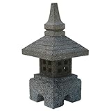 STONE art & more Tempel-Leuchte, Pagode, Japanische Steinlaterne Bali, quadratisch, H 40 cm, Steinmetzarbeit, Lavastein, frostfest