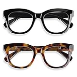 Areyeth 2er-Pack Lesebrille Damen Herren, Lesebrille Mit Blaulichtfilter Übergroße Rund Mode Brillen 1.0 1.5 2.0 2.5 3.0(1.0X)