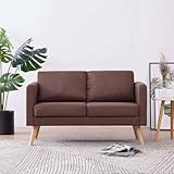 Yisssmeng 2-Sitzer Sofa Braun 116 x 70 x 73 cm mit Holzrahmen abnehmbare Kissenbezüge Modernes Design Robust und Langlebig für Wohnzimmer Büro Schlafzimmer