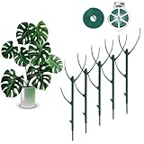Monstera Rankhilfe Zimmerpflanzen, 5 Stück Pflanzenstütze für Kletterpflanzen, Pflanzenhalter mit Pflanzenbinder Klettband, Wiederverwendbarer Pflanzen Stütze für Pflanzen Indoor und Außen, Blumen