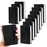 QUMENEY 10 Stück Taschennotizbuch aus Pu-Leder tragbares A7-Notizbuch liniertes Papier Notizblock mit Gummiband für Schule Büro Zuhause Reisen, 200 Seiten/100 Blatt (schwarz)