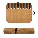 HYUXNT Messertasche, Gewachste Leinwand Messer Aufbewahrung Tasche, Messer-Rolltasche Kochmesser Rolltasche Messerkoffer mit 8 Fächern für Messer und Löffel, Kochmesser-Koffer, Werkzeugtasch
