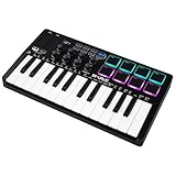 M-VAVE Musik-Arranger-Tastatur, Mini 25-Tasten-MIDI-Tastatur, elektronisches MIDI-Keyboard, Controller-Pad, SMK-25, schwarz und weiß, eingebauter Akku