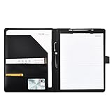 A4 Klemmbrettmappe, PU Dokumententasche Klemmbrett Schreibmappe mit Magnet-Verschluss für das Büro & Konferenzen - Schwarz