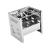 TINEASUR 1stk Grillrost Aus Edelstahl Tragbare Grills Grillherd Camping-grill Tragbarer Grill Zusammenklappbarer Holzkohlegrill Grill Zum Campen Campinggrill Rostfreier Stahl Silver