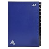 Exacompta 57222E Recycling Pultordner Ordonator aus extra starkem Karton 24 Fächer A-Z für DIN A4 Sichtlöcher plastikverstärkte Taben Ordnungsmappe Fächermappe Registermappe blau