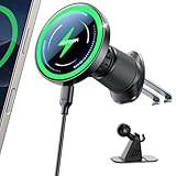 JOYROOM Magsafe Autohalterung mit Ladefunktion 2in1-Set[Verbessertes Doppelhaken Klemmdesign] Handyhalterung Auto mit Ladefunktion 15W, Handyhalterung Auto Lüftung mit iPhone 17 Pro Max Air 16-12 Plus