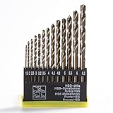 Kobalt-Bohrer for Metall und Stahl – 13-teiliges Set 1/16 Zoll – 1/4 Zoll M35, vollständig geerdet, 5% Kobalt – Aufbewahrungskoffer aus Kunststoff im Lieferumfang enthalten