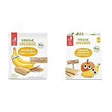 Freche Freunde Bio Babykekse Dinkel-Banane,für Babys ab 8. Monaten, vegan, 7er Pack (7 x 100 g) & Bio Knusper-Schnitte Banane & Kürbis, Knusperbrot für Babys ab 8 Monaten, 6er Pack