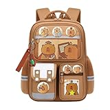 Schultasche, wasserfester Capybara-Rucksack für Laptop-Reisen, ergonomischer Komfort, gemusterte Büchertasche für Kinder, Jungen, Geburtstag, organisiertes Layout, Cartoon-Tasche für Outdoor-Camping