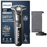 PHILIPS Shaver Series 5000 – Elektrischer Nass- & Trockenrasierer in Carbongrau mit 1 integrierten ausklappbaren Trimmer, weicher Tasche, Schutzkappe & Ladestation (Modell S5887/13)