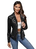OZONEE Damen Lederjacke Kunstlederjacke Kunstleder Farbvarianten Jacke Bikerjacke Übergangsjacke Damenjacke Leder Echtlederjacke Echtleder Wildleder Biker JS/11Z8062Z SCHWARZ M