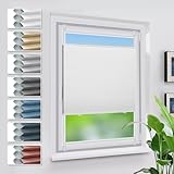 Wabenplissee ohne Bohren Weiß-Weiß 65x130cm, Rollos für Fenster ohne Bohren