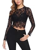 Wayleb Dirndl Bluse Damen Sexy Spitzen Oberteile Oktoberfest Trachtenbluse Damen Dirndlbluse Spitze Langarm Kurzarm Bluse Weiß/Schwarz