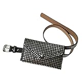 Modische Nieten, Hüfttasche, luxuriös, kleine Frauen, Taillentasche, Punk, Gürteltasche, Handtasche (schwarz), Schwarz