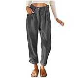 HSUAYEUD Cordhose Damen Braun Bootcut,Jogginghose Damen - Sporthose Lang Baumwolle Traininghose Lockere Sweatpants mit elastischem Bund und geradem Bein