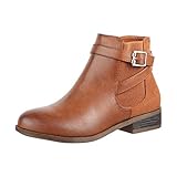 Elara Damen Stiefelette Chelsea Ankle Boots Chunkyrayan C298-Camel-41